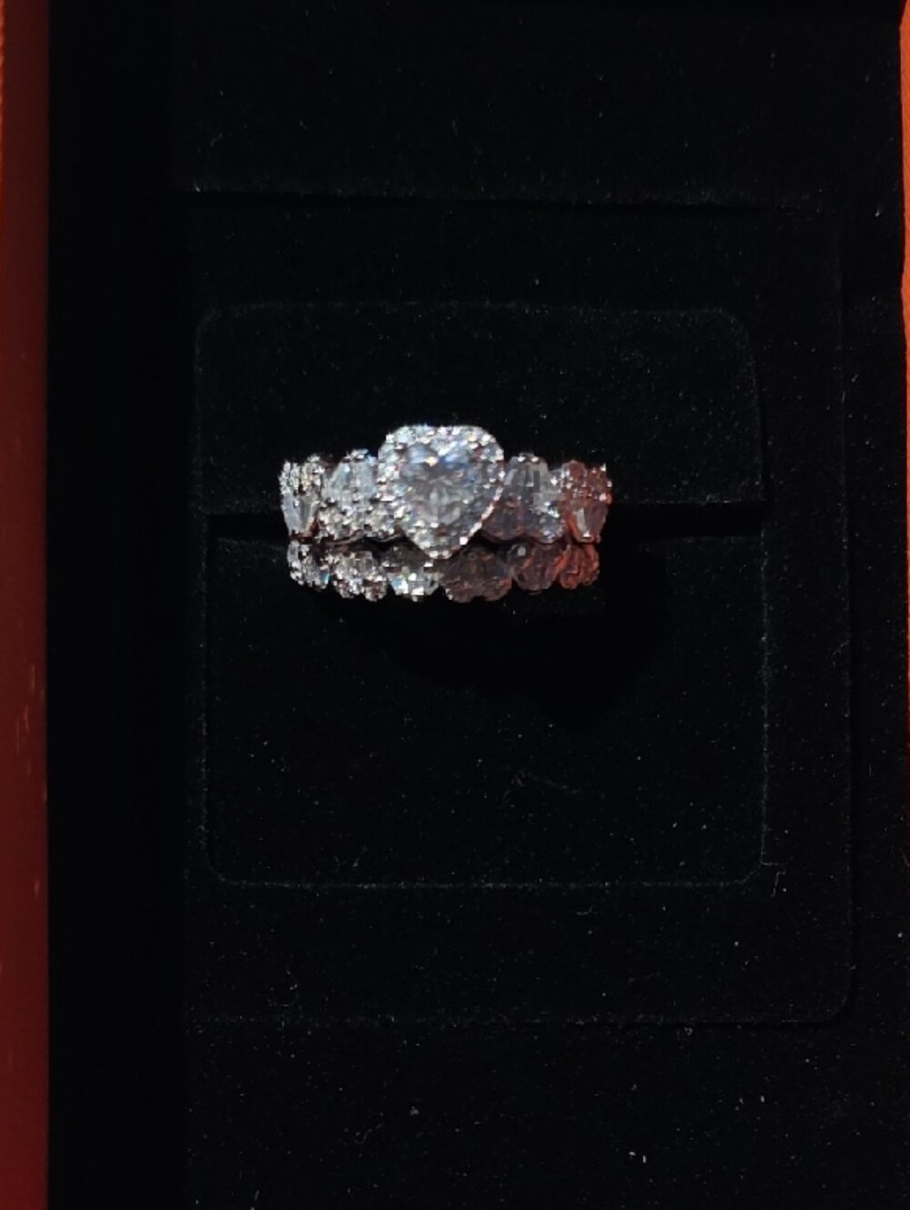 Heart Halo Silver-Tone Moissanite Ring Set -  Sparkle